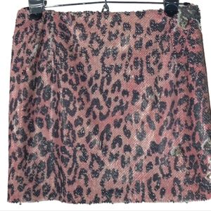 Free People Sequin Cheetah Print Mini lined Skirt SZ 00